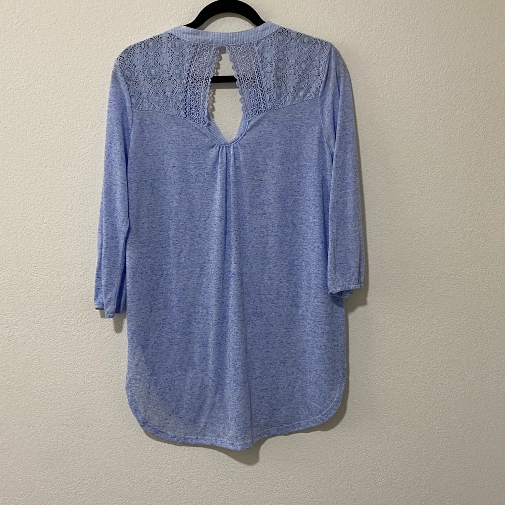 Women's Light Blue V-Neck Top Tunic Blouse Tee T-shirt - Picture 2 of 5